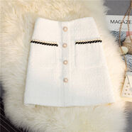 XCFREHT2025春季新款小香風(fēng)亮絲半身裙女高腰A字包臀裙氣 白色   帶安全褲 S 建議85-95斤