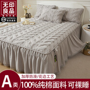 無(wú)印良品公主風(fēng)全棉床裙床笠180x200花邊床套罩1.8m純棉床蓋床單單件床罩4 夜光灰 【全棉床裙 優(yōu)雅唯美】 三件套/ 180cm*200cm 床裙+枕套*2