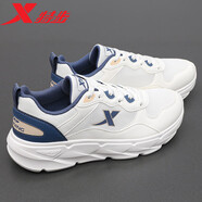 特步（XTEP）男鞋跑步鞋夏季新款2025網(wǎng)面透氣運動(dòng)鞋老爹鞋男鞋休閑旅游訓練鞋 帆白/灰黛藍 42