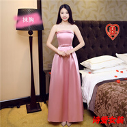 咚憬伴娘服長(zhǎng)款新款韓版伴娘團(tuán)姐妹團(tuán)晚禮服綁帶款顯瘦姐妹群 M碼 均碼 灰色單肩