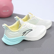 anta kids安踏氫跑3運動(dòng)鞋女夏季新款網(wǎng)面透氣女鞋學(xué)生軟底跑步鞋C37跳繩鞋 5501-5象牙白/氧氣綠/米稠色【氫 36.5