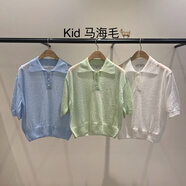 Arc韓貨夏季新款翻領(lǐng)短袖女小馬海毛毛衣寬松休閑半高韓國(guó)apm代購(gòu) 圖中藍(lán)色902 均碼