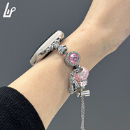 適用applewatch表帶s11/10水晶iwatch S9蘋(píng)果8手表76潘多拉手鏈女 淡粉小高跟 適用iwatch se/4/5/6【40mm表帶