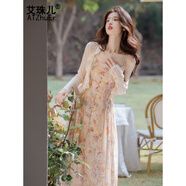 艾珠兒（Aizhuer）茶歇法式碎花吊帶裙子女夏季仙氣仙森系清純甜美連衣裙兩件套裝裙 外衫+吊帶裙 M