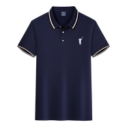 圣大保羅（POLO&RACQUET CLUB）保羅夏季冰絲短袖男士翻領(lǐng)刺繡時尚休閑2024爆款polo衫 8802深藍色 XL140斤-160斤 均碼
