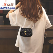 袋鼠（KANGAROO）包包2024新款包包女包鏈條包斜挎包夏輕奢2024單肩包腋下小包 黑色