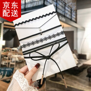 傾欣 高顏值鎖骨鏈黑色皮繩choker頸鏈鈴鐺項圈女生蕾絲綁帶情趣項鏈 4件套（彼年素光）