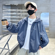幽幽小熊男童防曬衣套裝夏季薄款外套中大童學(xué)生2025新款外穿 藍(lán)色 120