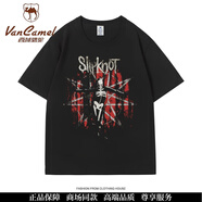 西域駱駝（VANCAMEL）美式街頭重金屬Slipknot活結(jié)樂(lè)隊(duì)搖滾朋克哥特寬松上衣短袖T恤衫 款2黑色 3XL 成人