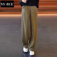 NY-RCE香蕉褲女闊腿褲2025美式衛(wèi)褲垂感休閑運(yùn)動褲子咖色直筒拖地褲子 咸菜綠 2XL 推薦 140-160斤