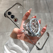 晨京 1億無(wú)邊框適用魅族21手機殼20pro帶磁吸支架meizu21pro一億旋轉陀螺21note透明超薄18x半包外殼 透明電鍍PC無(wú)邊框【電鍍銀】+“發(fā)”旋轉磁吸支架 魅族 20 Pro
