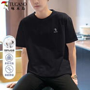 啄木鳥(niǎo)（TUCANO）短袖t恤男夏季圓領(lǐng)短袖純棉T恤百搭打底衫男裝衣服 黑色 XL