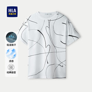 海瀾之家（HLA）短袖t恤男裝夏季曾舜晞同款藝術(shù)家ZOLA聯(lián)名涼感休閑上衣服男士T恤 HNTBJ2J158A米白花紋F8 3XL /190推薦91~98kg