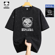 HIPANDA你好熊貓滿天星潮牌設計感短袖T恤男2025夏季新款美式涂鴉體恤男 【滿天星】-黑#JDP熊貓粉筆 3XL