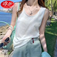 浪莎吊帶背心女夏季新款外穿棉麻打底寬松慵懶上衣寬肩帶無袖t恤內(nèi)搭 白色 【背心款】 L 【推薦115-130斤】