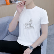 【品牌斷碼撿漏】夏季短袖恤男修身百搭半袖青年冰感體恤 FW3059白色 2XL 建議140-155斤