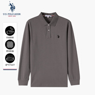 U.S. POLO ASSN.polo衫男翻領(lǐng)秋季商務(wù)休閑長(cháng)袖上衣中年t恤 灰色 L 