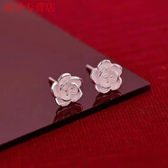 GRAYCEWODY山茶花耳釘銀色小眾輕奢耳環(huán)2025氣質新款 山茶花耳釘兩只裝