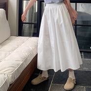 爾山集白色半身裙女裝夏季2025新款高腰a字裙氣質(zhì)仙女甜美中長裙子 白色 L -適合身高165cm以上