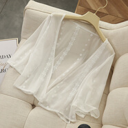 古維慕搭配吊帶裙的小外套罩衫小披肩夏季配裙子雪紡外搭開(kāi)衫女薄款短款 白色 均碼