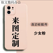 派欽任意機型來圖定制情侶OPPOa57/暢享/VIVOIQOO/真我全包軟殼手機殼 直邊硅膠殼 少女粉 蘋果1(不支持更換為其他型號)