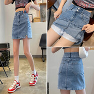 以純（YISHion）牛仔短裙女2025年夏季新款高腰顯瘦小個(gè)子a字包臀裙半身裙子褲裙 661淺藍色(普通內襯) XL (126-135斤)