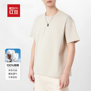 紅豆短袖男2025夏季新款重磅純棉男士t恤圓領(lǐng)打底衫上衣情侶夏裝 杏色 XL