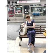 舒芳蝶（shufangdie）連衣裙女裝2025夏季新款設計感小眾收腰顯瘦碎花V領(lǐng)蕾絲長(cháng)裙子女 連衣裙 M