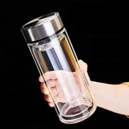 希諾（HEENOOR）摔不爛鋼化玻璃杯500ml耐摔高溫硼硅雙層玻璃杯保護套男士茶杯 雙層隔熱防爆鋼 500ml