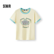 森馬（Semir）哈利波特聯(lián)名短袖T恤女短款2025夏季修身撞色套頭衫109325100045
