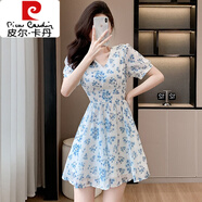 皮爾卡丹（pierre cardin）連衣裙女2025夏季新款法式清新碎花雪紡小個子氣質(zhì)顯瘦A字連身裙 圖片色 L