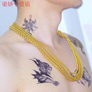GRAYCEWODY999足金純金項鏈黃金男女項鏈鍍金六角柱送男友項鏈沙金項鏈送 E款5mm長60厘米 同款
