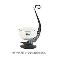 馳度小吃碗大董意境菜創(chuàng  )意高檔會(huì )所飯店酒店中式餐具私房菜個(gè)性不規則小碗菜鐵藝餐具高級感特色明檔擺盤(pán)菜碗 小醉琵琶+6英寸星語(yǔ)面碗-藍荷花