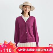 哥弟真的好（GIRDEAR）女裝V領(lǐng)泡泡袖純羊毛針織開衫女A400486 紫 XS (1碼)