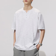 森馬2025新款亞麻短袖t恤男士夏季中國風棉麻衣服寬松冰絲中式風體恤 BN318白色 3XL 【160-190斤】