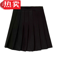 蕉京RENA冬日限定復(fù)古日系學(xué)院風(fēng)秋冬百搭高腰顯瘦防走光毛呢百褶短裙 黑色 S