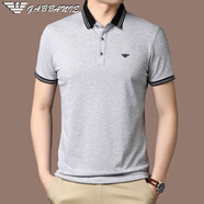 Emporio Armani阿瑪尼夏季新款男士冰·絲短袖T恤絲光棉體恤純色男翻領(lǐng)POLO汗衫 Arma/bq9955灰色 XL 180/96A