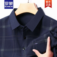 羅蒙（ROMON）男士短袖T恤2025夏季爸爸裝休閑寬松上衣翻領(lǐng)大碼polo領(lǐng)男 真口袋 dxLD1818藏青色 M 165/建議120斤以下