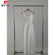 皮爾卡丹（pierre cardin）2025夏季新款韓版收腰顯瘦氣質(zhì)簡約無袖中長裙時尚吊帶連衣裙潮 白色 S