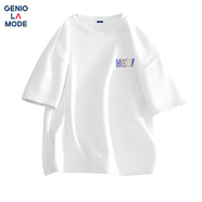 GENIOLAMODE森馬集團(tuán)短袖男士夏季純棉透氣休閑時(shí)尚印花t恤男生上衣 白色 L
