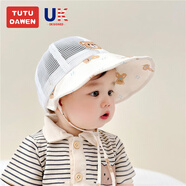 兔兔大文嬰幼兒帽子夏季1-2歲男女寶寶網(wǎng)眼透氣防曬遮陽(yáng)帽大帽檐可折疊童 小熊米色-防風(fēng)帶-魔術(shù)貼-可調節 帽圍45-50cm（建議5個(gè)月-3歲）