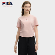 FILA 韓素希同款|斐樂官方女裝針織短袖2025夏新款修身小狐貍刺繡T恤 玫瑰深粉-PK XL 175/92A/XL