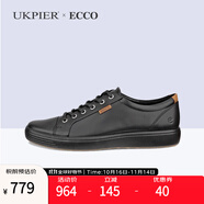 ECCO愛步休閑鞋男鞋 時尚百搭板鞋舒適耐磨透氣休閑鞋 柔酷7號430004 11001 39