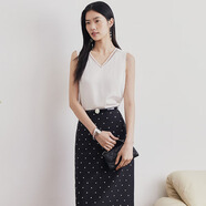 FIRSTSTATION時(shí)尚百搭V領(lǐng)網(wǎng)眼拼接鏈條醋酸小背心女25夏新款5182A 白色 M