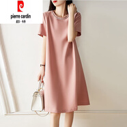皮爾卡丹（pierre cardin）2025夏季新款裙子超仙顯瘦立體拉鏈時(shí)尚顯瘦H型短袖夏天連衣裙 粉色 L 【建議105-115斤】