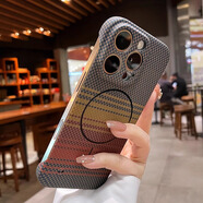 楓米殼適用iphone16promax蘋果15pro散熱無邊框14plus碳纖維紋13細圈磁吸12超薄防摔pm高級感保護套 【日升灰】碳纖維手感-無邊框磁吸 iPhone 16 Pro Max