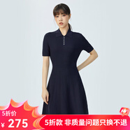 哥弟真的好（GIRDEAR）女裝polo套頭針織連衣裙A500184 藏藍 L (4)