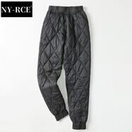 NY-RCE棉褲女外穿時尚休閑褲高腰保暖褲加厚加絨褲子寬松哈倫褲女冬 1918哈倫褲黑色 2XL 135-150斤