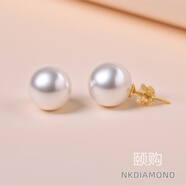 NKDIAMOND天然淡水海水珍珠耳釘耳環(huán)純銀強(qiáng)光包運(yùn)費(fèi)險(xiǎn)老婆生日禮物正圓耳飾 天然淡水珍珠耳釘18k金白色 證書(shū) 8-9mm（精致大方）