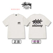 斯圖西（stussy）美式字母圖西短袖重磅印花街頭男女情侶同款復(fù)古寬松上衣T恤 沖浪小人（白色） S  （高版本加包裝）